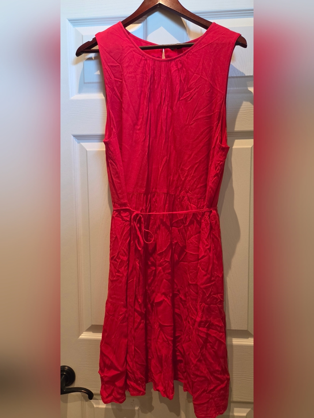 Banana Republic Red Sleeveless Tie-Waist Dress